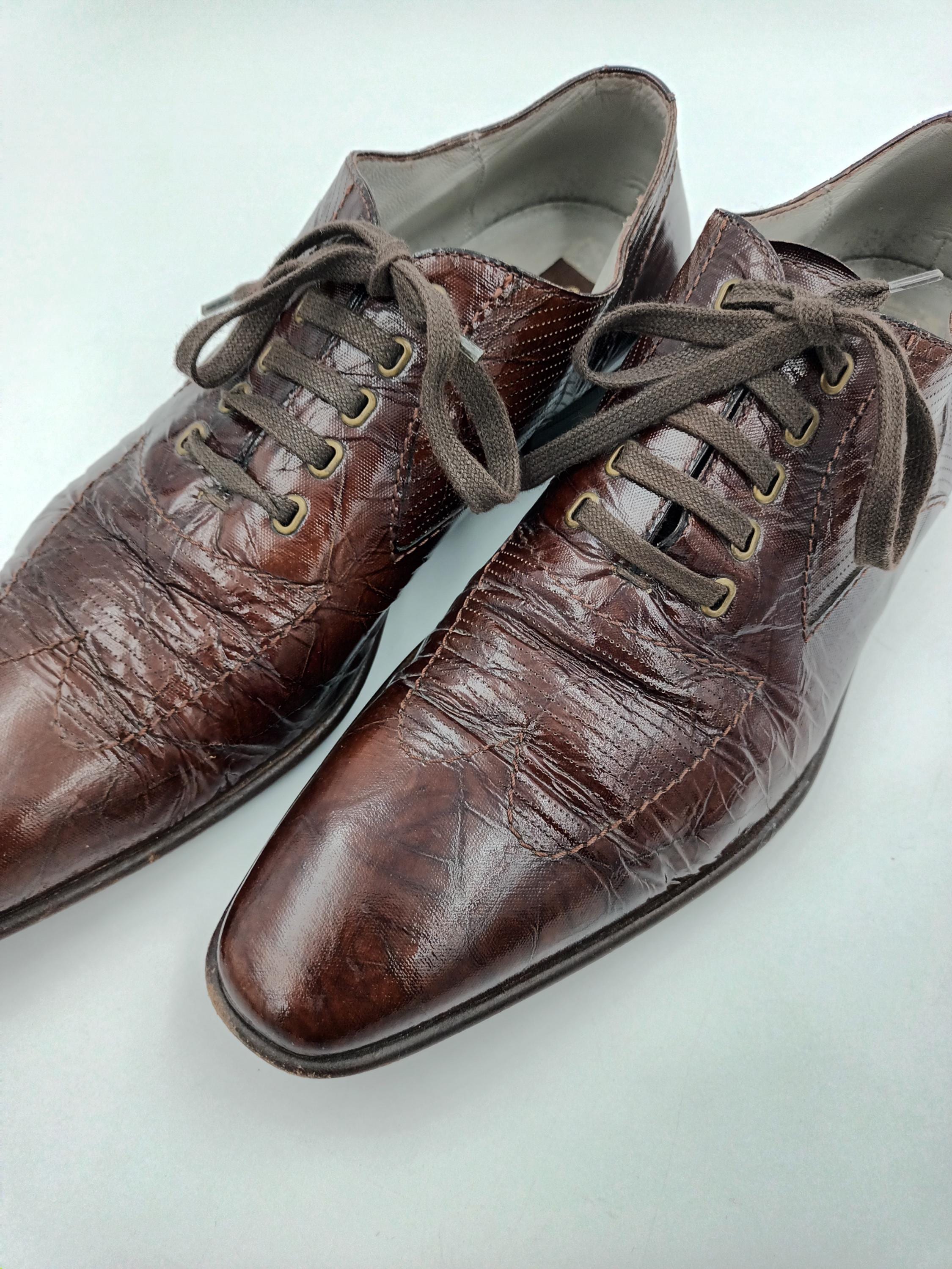 Cesare Paciotti Brown Textured Leather Derby Shoes Paciotti Derby Oxfords Brown Suede Mens Shoe Size EU 41.5 US  main image 2