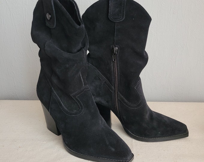 NINE WEST Stivali Sancha Donna, Nero - Tacco Alto 8,2 Cm, Punta A Mandorla, Chiusura Zip, Taglia 41 EU