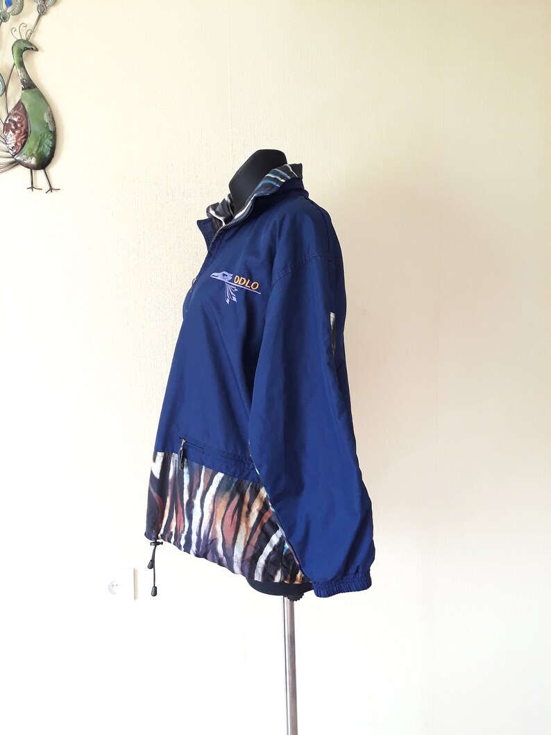 Vintage Men track suit Sports wear Unisex jacket Colorblock half Zip up S size Windbreaker 80s image 3