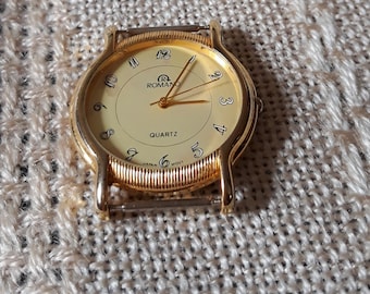 Vintage 24K Gold Plated Wrist Watch: Romano Quartz, Made in Japan (Working,  No Band)