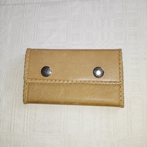 PORTEFEUILLE unisexe vintage en cuir véritable beige gaufré soviétique Portefeuille pour homme avec porte-cartes de crédit
