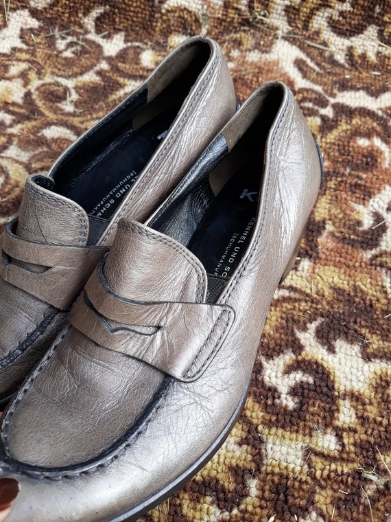 Vintage gray Leather shoes / German loafers with … - image 4