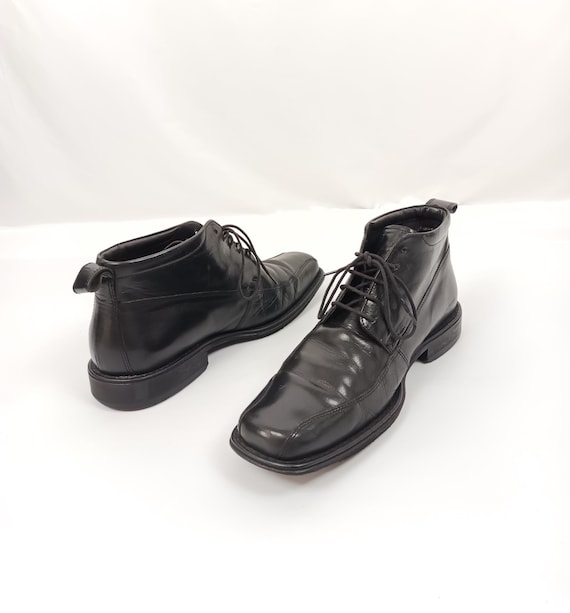 Vintage Ecco Leather Oxford Booties: Unisex Black Ankle Boots, EU 41 - Etsy  Singapore