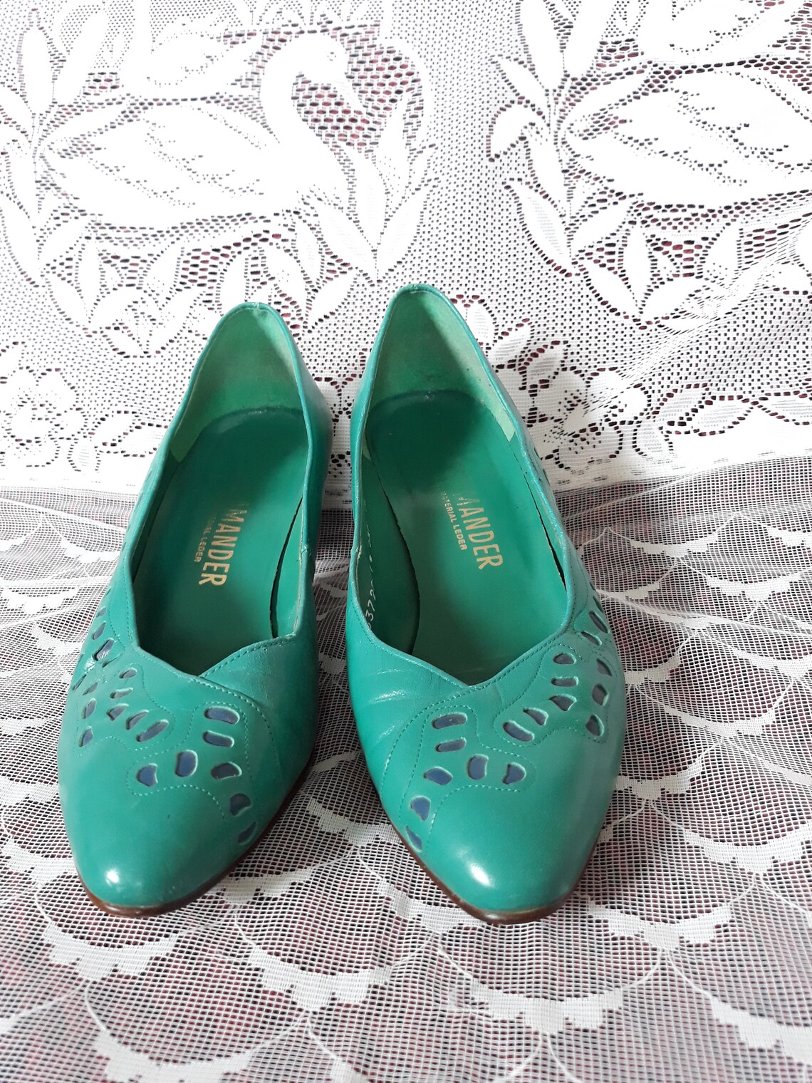 Vintage Women Kelly Green Leather Shoes 5 1/2 UK Size Low Etsy