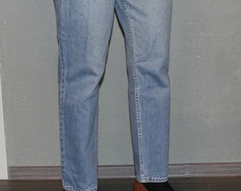 Pantalones vaqueros vintage azules de mujer, de talle alto, estilo mom denim, clásicos de los 90, talla mediana.