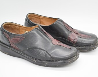 Vintage Leather Floral Patchwork Loafers - Kiarflex Slip-Ons EU39 UK6