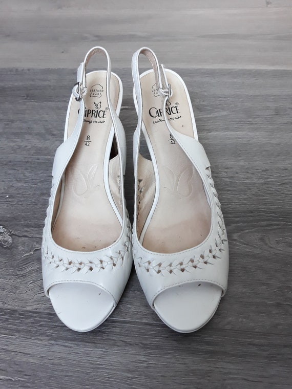 vintage leather white open toe sandals wedding sh… - image 2