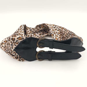 Vintage 80s Leopard Print Belt: Safari Style Double Strap Waistband