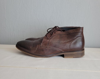 Vintage Leather Lace-Up Booties: Dark Brown Derby Shoes, EU 39
