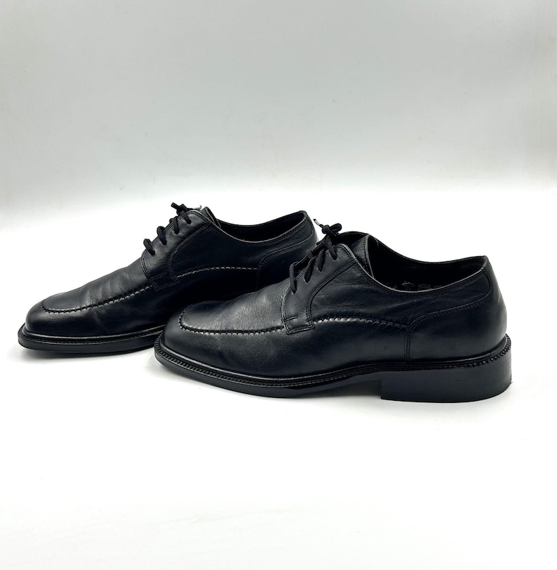 Vintage schwarze Leder Schnürschuhe Männer Oxford Schuhe Größe 41,5 EU, Karree Schuhe Bild 1