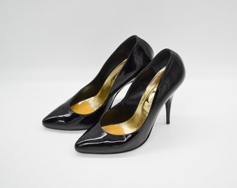 Patent Leather Pumps in Black | Pointy Toe High Stiletto Heel Women Shoes | Size EU 38 | Pola | Made in Italy