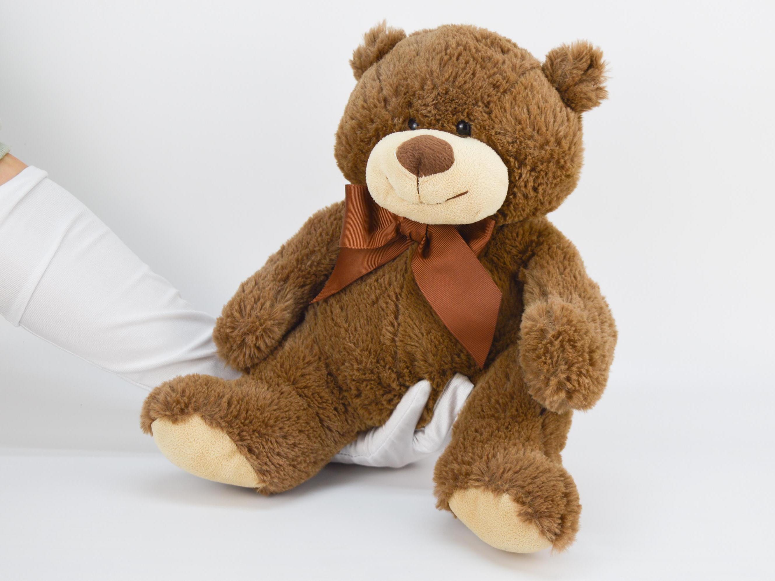 Vintage Brown Teddy Bear Plush Toy With Ribbon (13.7