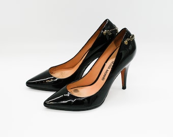 Luxury Patent Leather Stiletto Pumps in Black | Pointy Toe High Heel Women Shoes | Size EU 38 | Olivia Morris | Made in Brazil