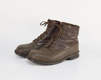 Bottes militaires en cuir vintage : bottes de combat militaires suédoises, UE 42,5