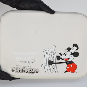 Custodia per tablet per bambini con Steamboat Willie / Topolino Borsa per computer portatile con cerniera in pelle vegana Disney
