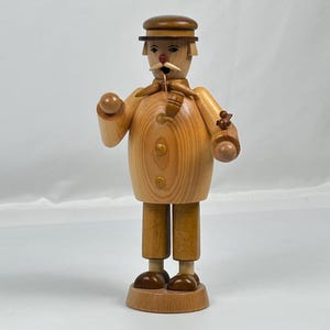 Vintage German Wooden Smoker Figurine: Räuchermann Folk Art Decor