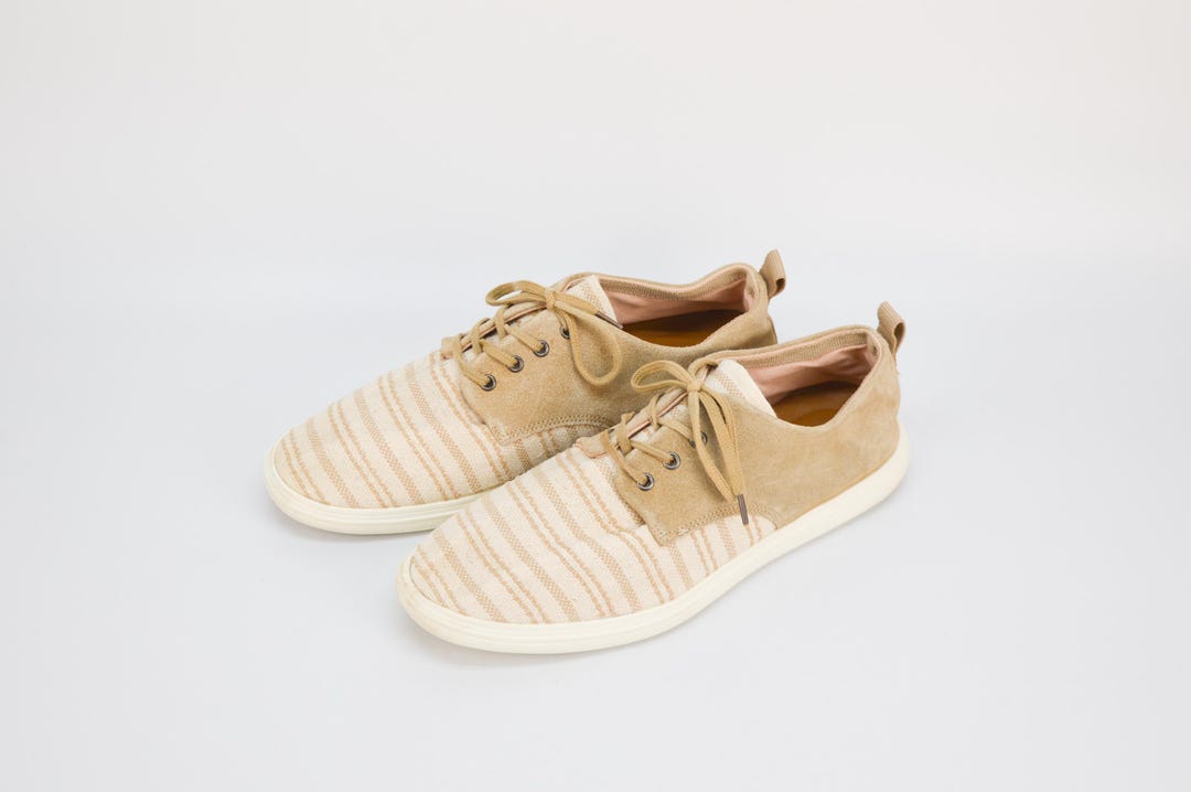Vintage Zara Suede Fabric Sneakers Beige Lace-up Shoes EU
