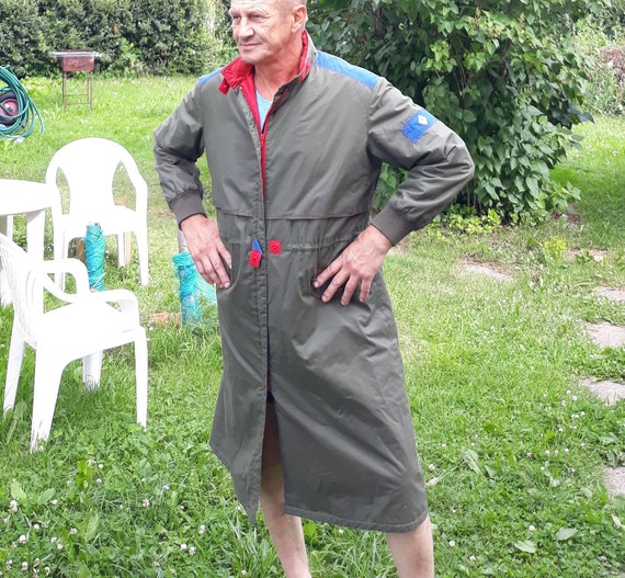 Vintage khaki men Work wear nordic coat retro tren