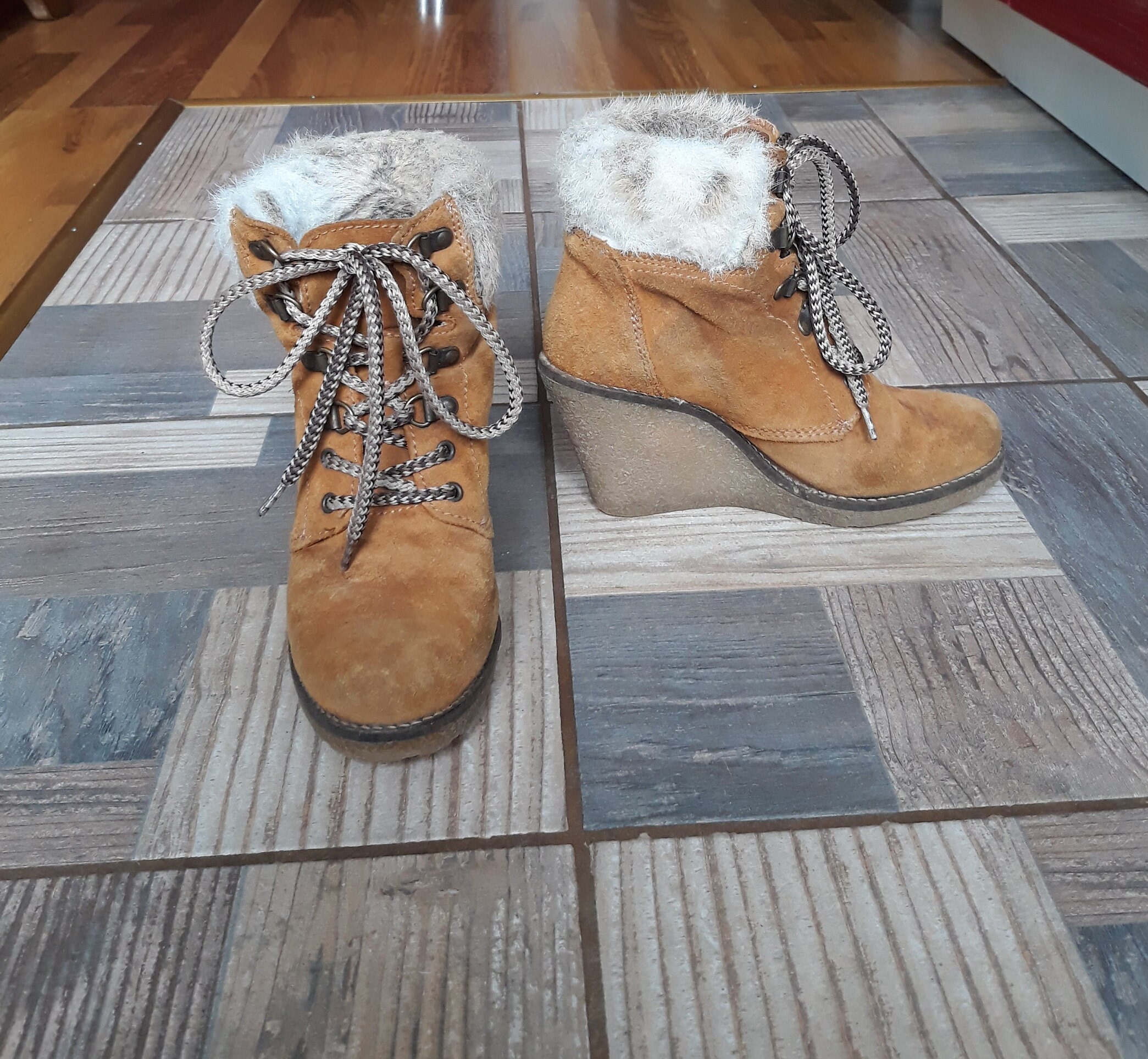 Vintage Brown Boots Suede Leather Women - Etsy