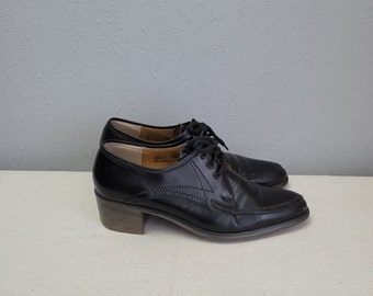 Vintage Black Leather Oxford Shoes - Gallus Austria - US Women's 10 / Men's 8.5