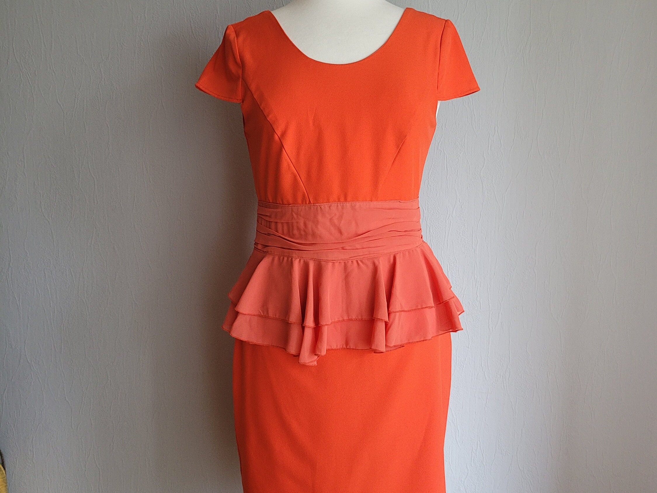 Vintage Orange Midi Dress: Frill Petticoat, Size M
