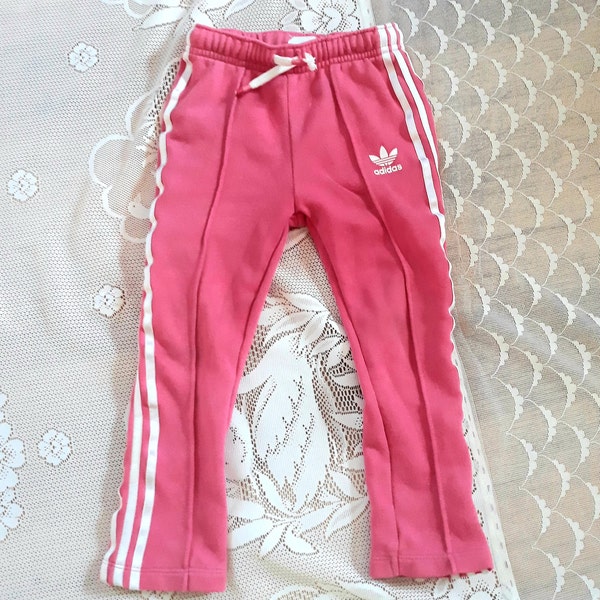 Vintage baby girl pink Adidas sport pants US 4T size track cotton sportswear pants