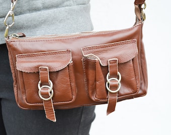 Vintage Leather Shoulder Bag: 1990s Choco Brown Purse