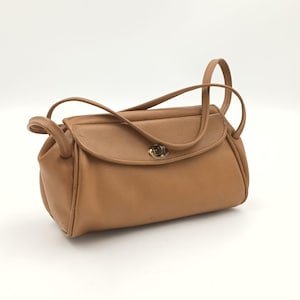 Vintage vegane Ledertasche Handtasche Deutsche Clutch Damen braun braun creme braun