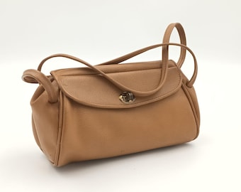 vintage vegan leather brown bag handbag purse german clutch / retro women accessories