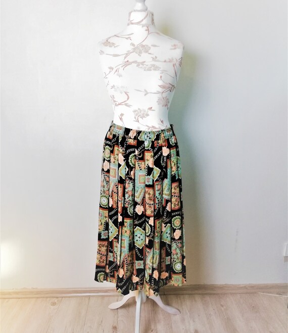 Vintage Pleated Midi Skirt Women Floral Circle Skirts XXL Size Plus Size Clothing Etsy UK