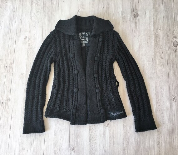 vintage black knit mohair women Pepe Jeans Cardiga
