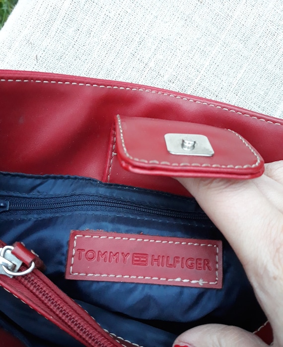 tommy hilfiger red leather purse