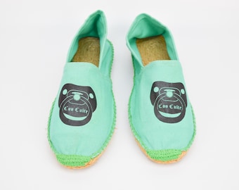 Mint Green Fabric Espadrilles: Women's Jute Flat Shoes EU 38