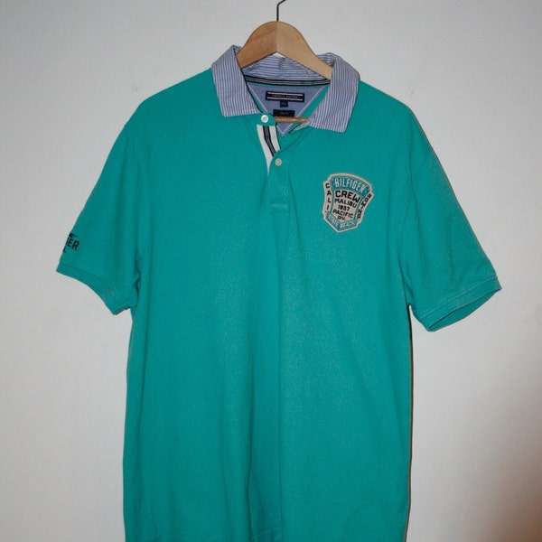 Vintage mint green men polo shirt Short Sleeves Tee XXL size