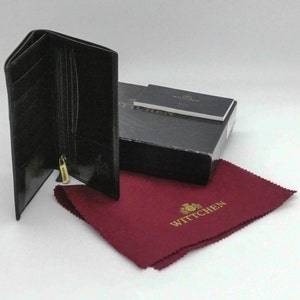 Monedero vintage de piel negra hecho a mano para hombre, monedero, porta billetes, de Wittchen / Fabricado en Italia