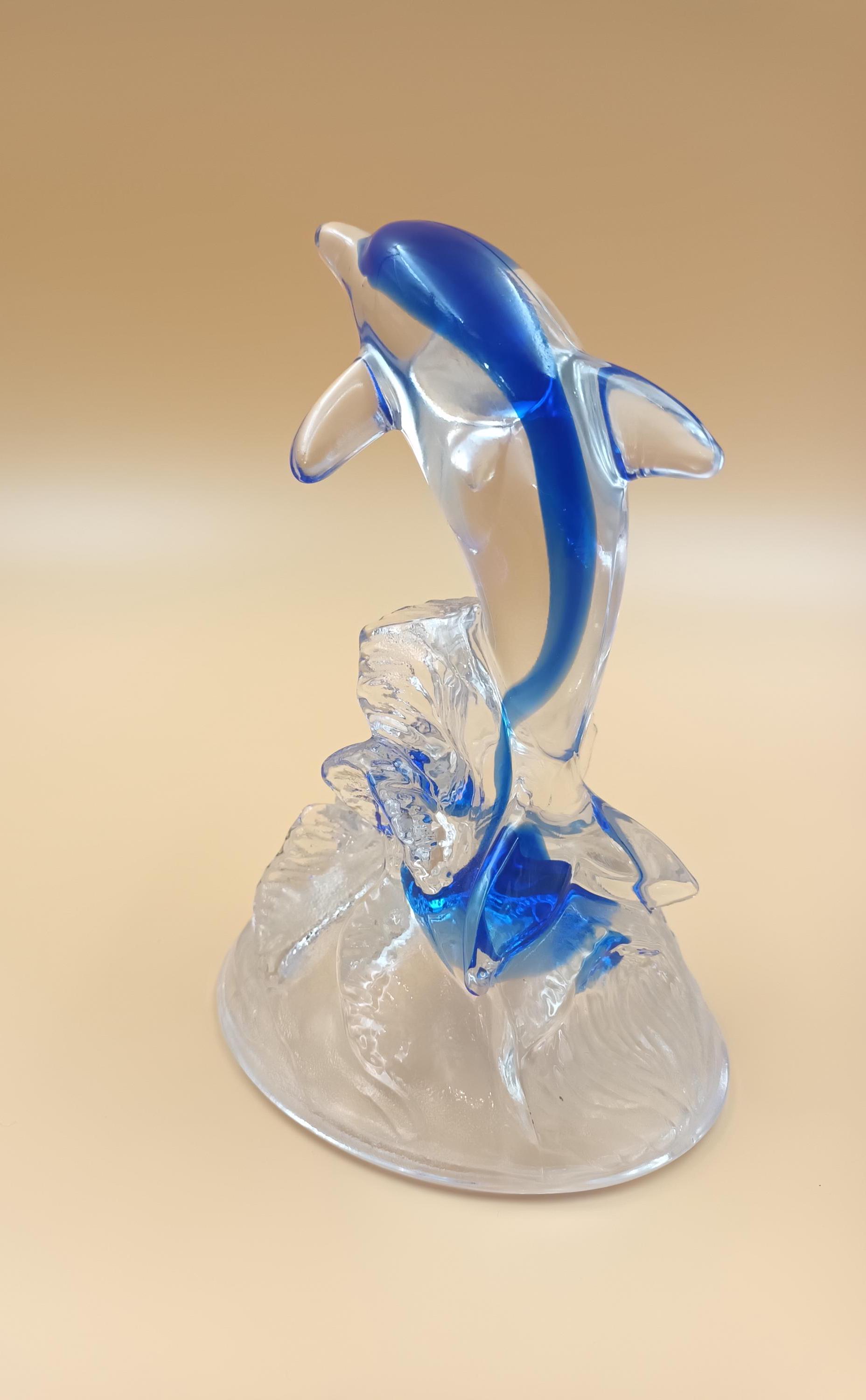 Baccarat 青色ガラス製イルカの彫刻 Baccarat 青色ガラス製イルカの彫刻 Baccarat 青色ガラス製イルカの