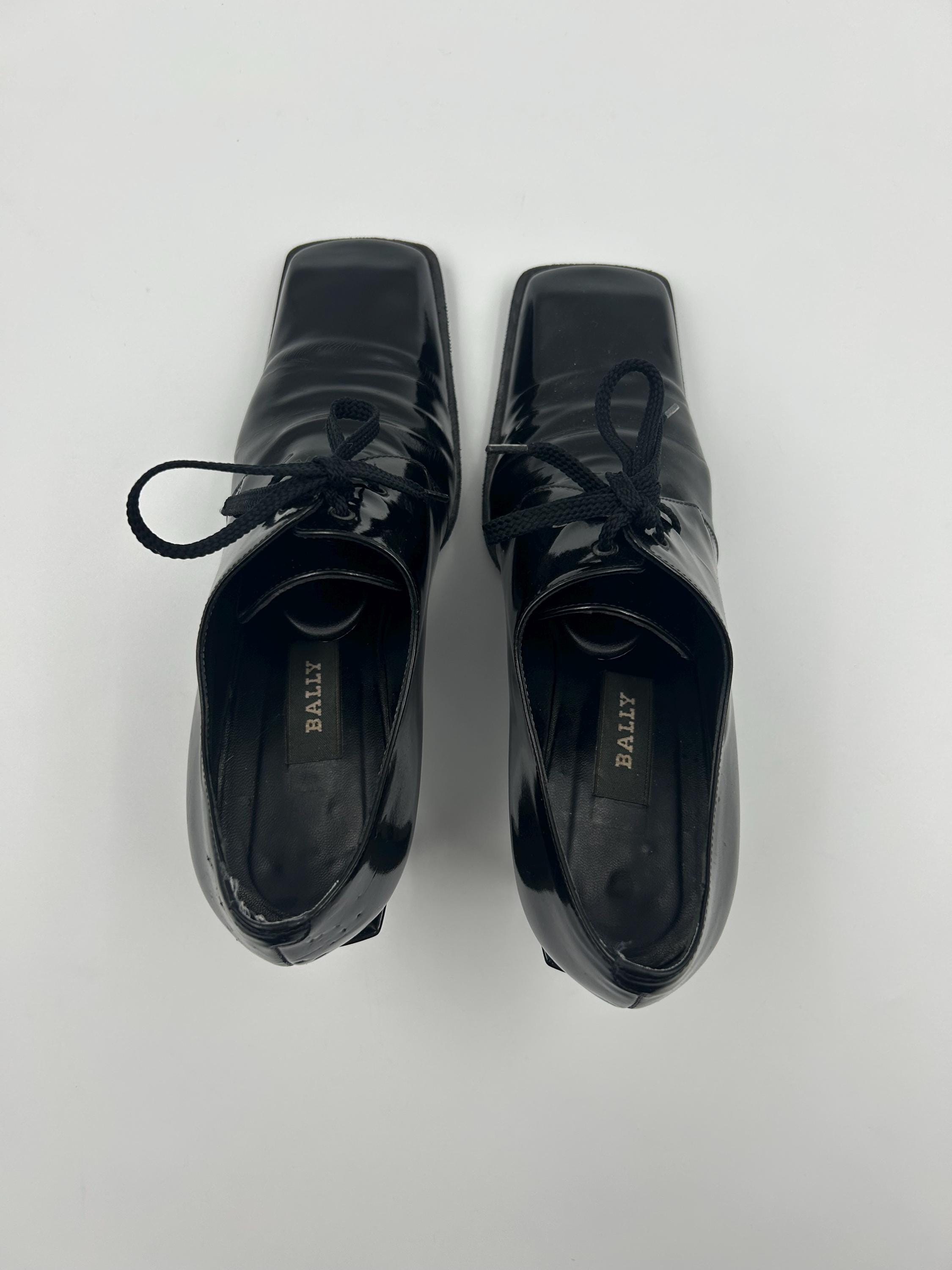 Vintage Bally Oxford Pumps: Black Patent Leather Shoes Size 