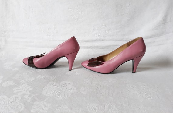 Pink leather pumps shoes hotsell