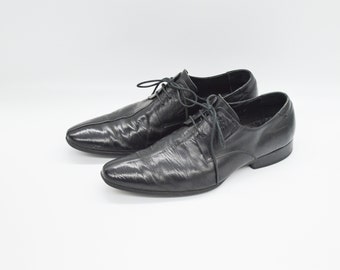 Zapatos con cordones de cuero en negro / Oxford con punta puntiaguda para hombre / Talla EU 42 / Credo