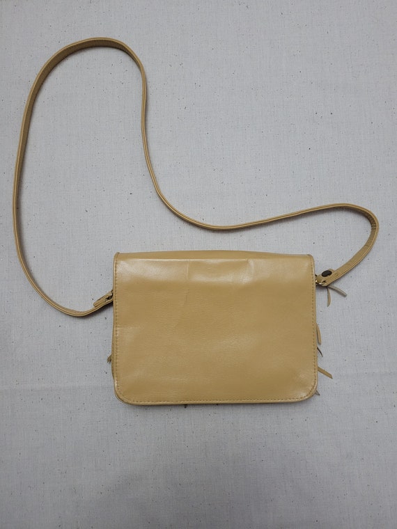 Vintage tan brown fringed bag leather shoulder fr… - image 7