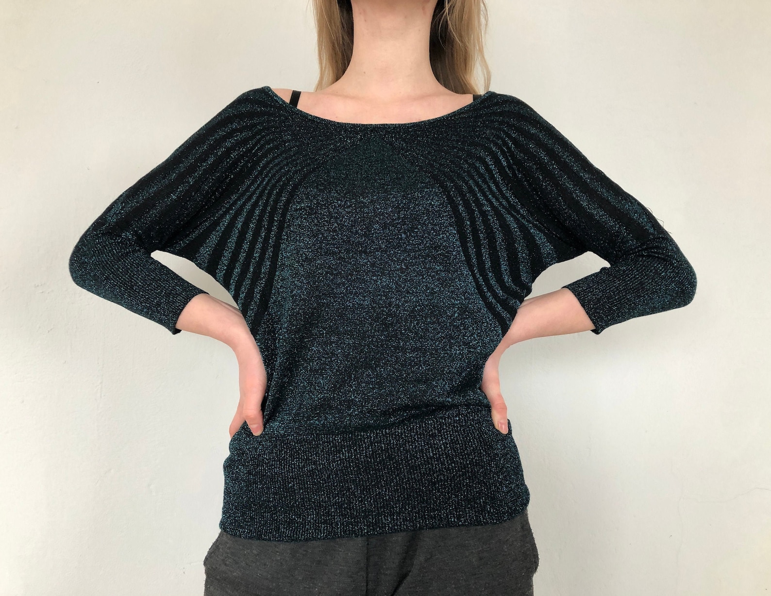 ladies green sparkly top