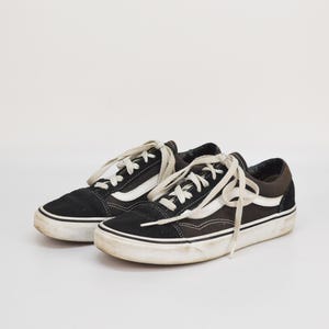Vintage Vans Sneakers: Black & White Leather Patchwork, Women&#39;s US 8 / EU 38.5