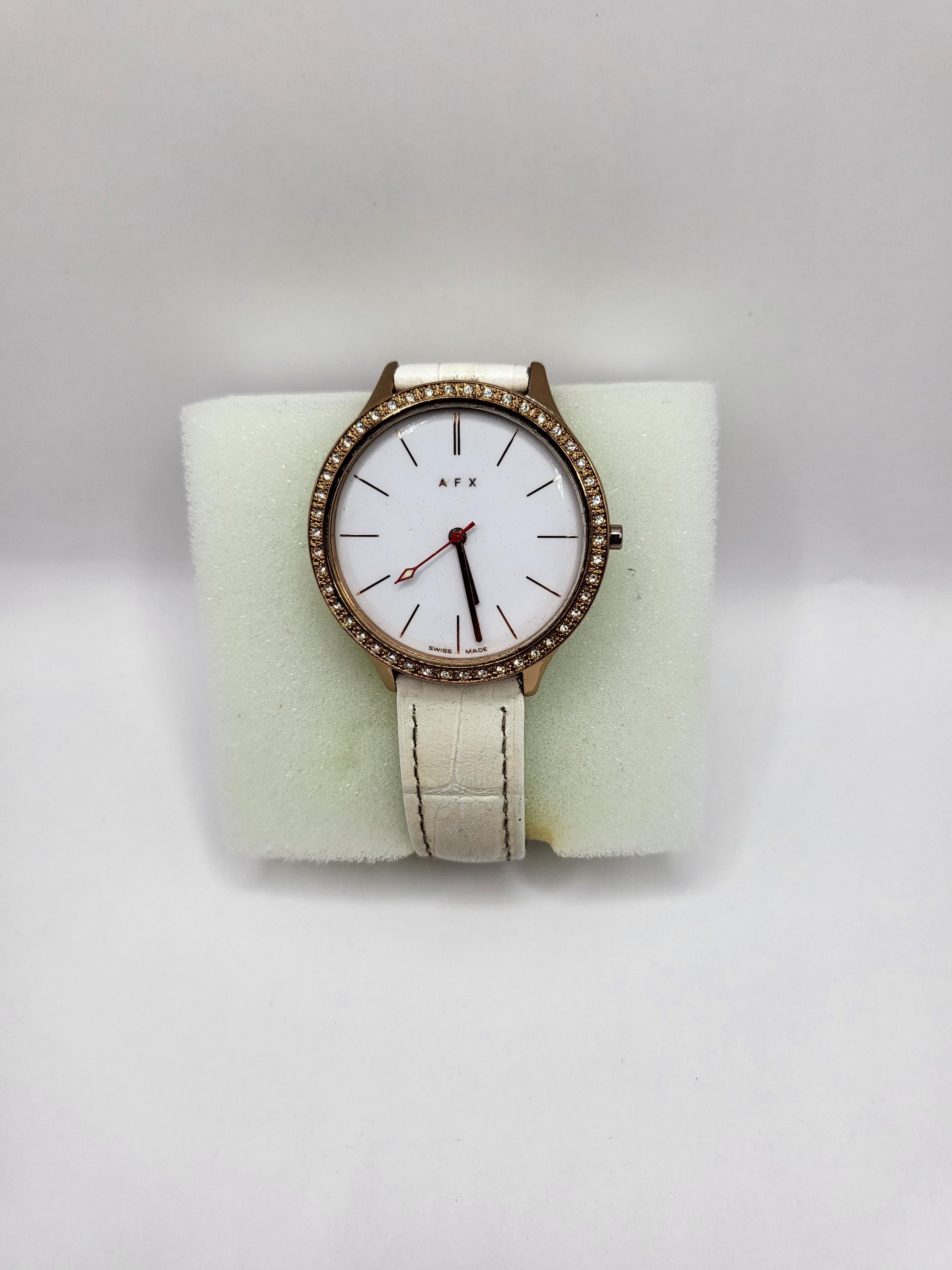 ALFEX Women's 腕時計 Quartz Swiss製(3039-2) Alfex Watch Women Gold Tone Swiss Made Second Sub Dial Black