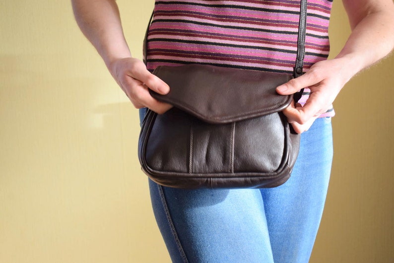Vintage MAESTRO brown leather messenger leather bag shoulder purse crossbody european