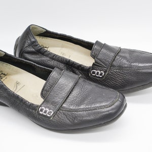 Vintage Leather Moccasin Loafers in Black Flat Low Heel Slip On Women Shoes Size UK 4 1/2 Caprice image 6