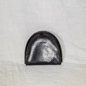 Vintage Retro schwarz Leder Herren Brieftasche Münzen Geldbörse Taschenbeutel Halbmondform Slim Fold Geschenk Portemonnaie Papiergeld Banknoten Halter