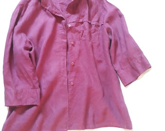Vintage purple women linen shirt blazer jacket classic minimalist Size EU 44 summer German
