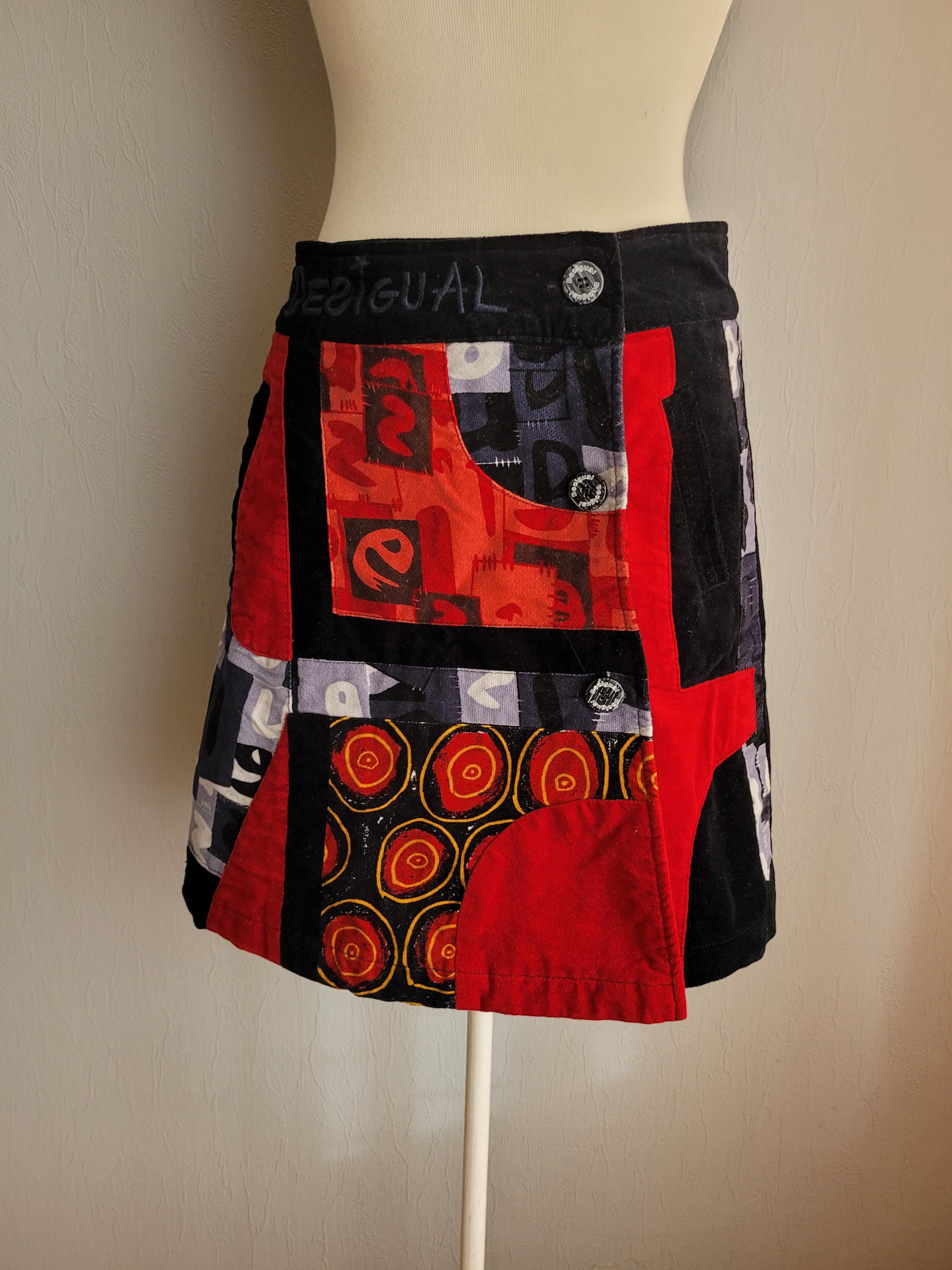 DESIGUAL falda Ceci Rep gonna donna rosso XL 100% viscosa