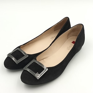 Vintage HÖGL Suede Leather Loafers: Black Buckle Pumps (EU 42 / UK 8)