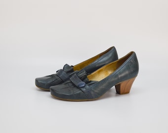 Vintage Dark Blue Leather Loafers - Caprice - UK 4.5 EU 37.5
